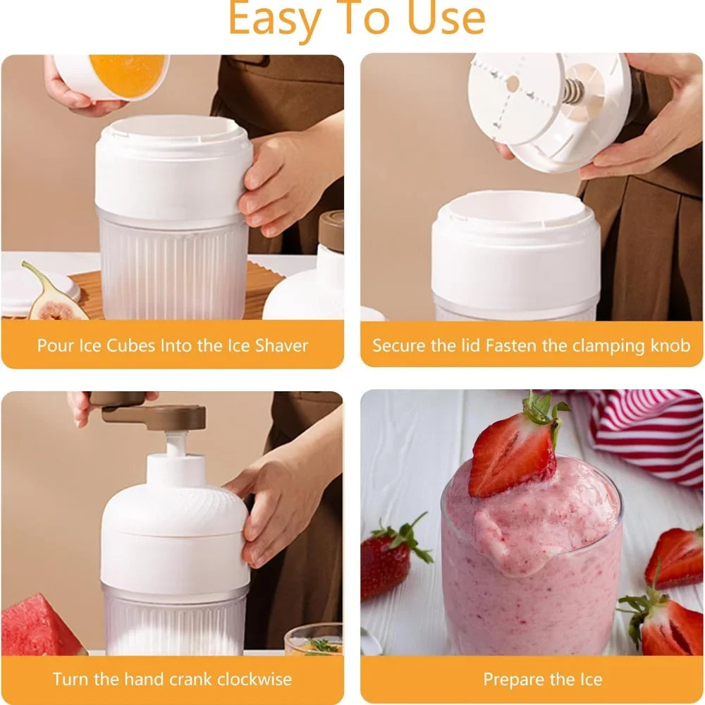 Shaved Ice Machine Mini Ice Crusher Hand Operated Shaved Ice Milkshake Maker Household Portable Small Hail Machine Kitchen Tool