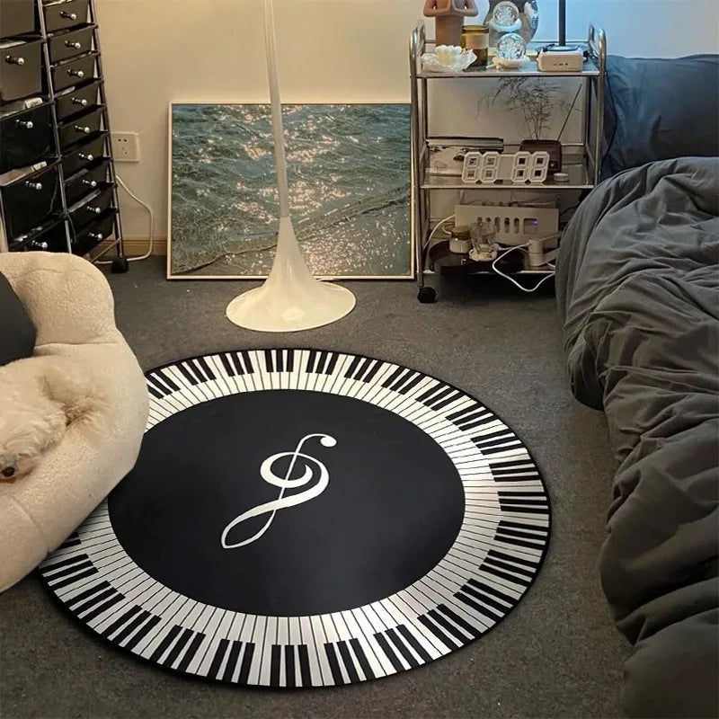 VIKAMA Record Music Cd Carpet Round Game Chair Floor Mat Room Decorated Living Room Lounge Large Area Non-Slip Carpet