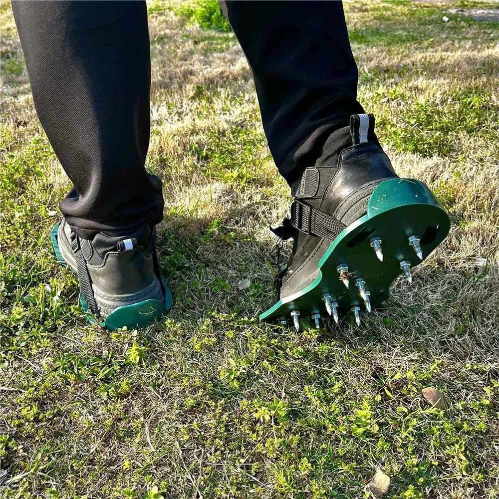 Premium Lawn Aerator Shoes - 5cm Steel Spike Nail Design for Soil Aeration & Grass Cultivating | Self-Leveling Garden Yard Tool