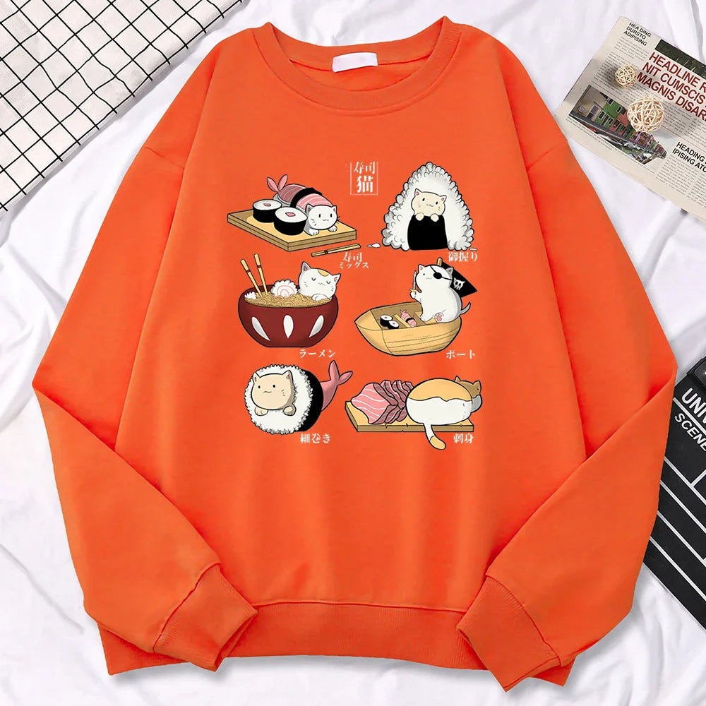 Suéter Harajuku Gatos Sushi