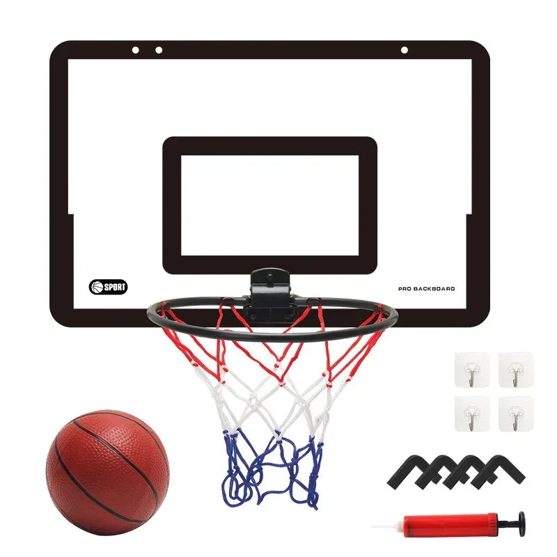 Kids Transparent Wall Hanging Basketball Hoop No Drilling Basketball Board Indoor Shooting Game Children Indoor Sports Play Toy