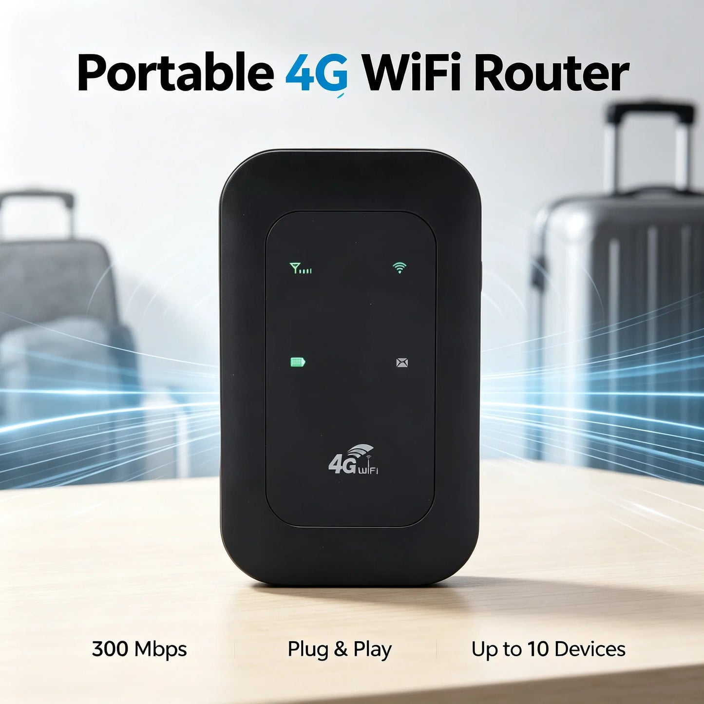 Mobile WiFi Router 2100mAh Battery Supports 10 Connected Devices 4G WiFi Hotspot 300Mbps High Speed Portable for Business