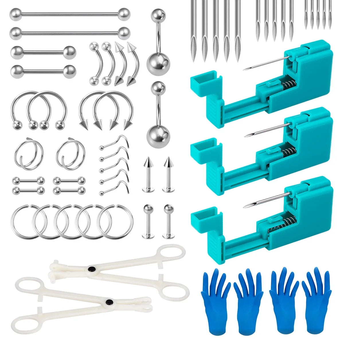 Body Piercing Tool Kit Easy to Use Body Piercing Gun Lip Nose Tongue