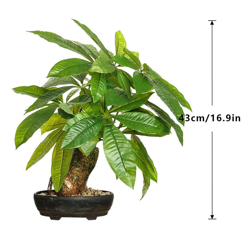Dlight Decor 43cm Potted Monstera Money Tree for Home and Garden Decor