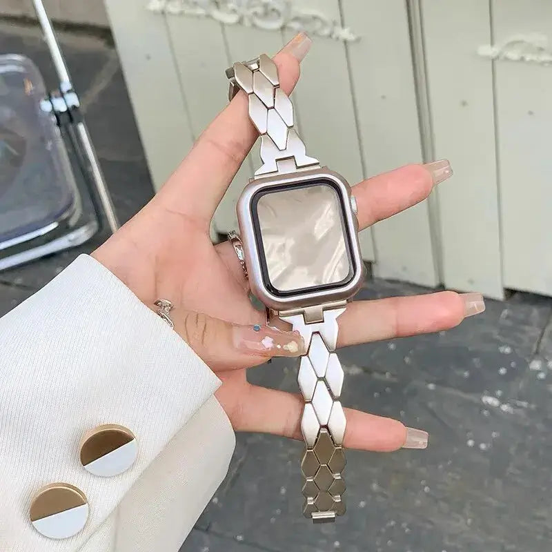 Apple Watch Herringbone Stainless Steel Band, Starlight
