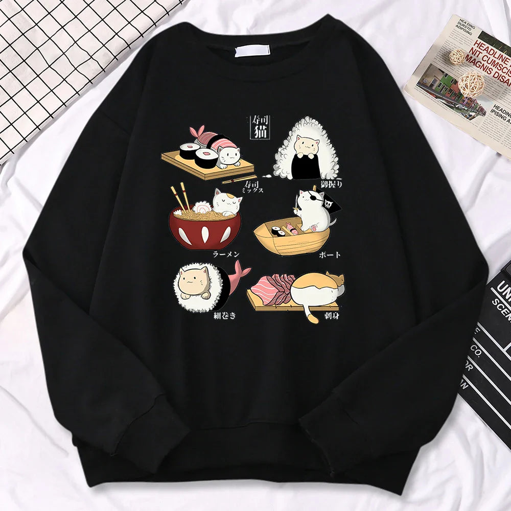 Suéter Harajuku Gatos Sushi