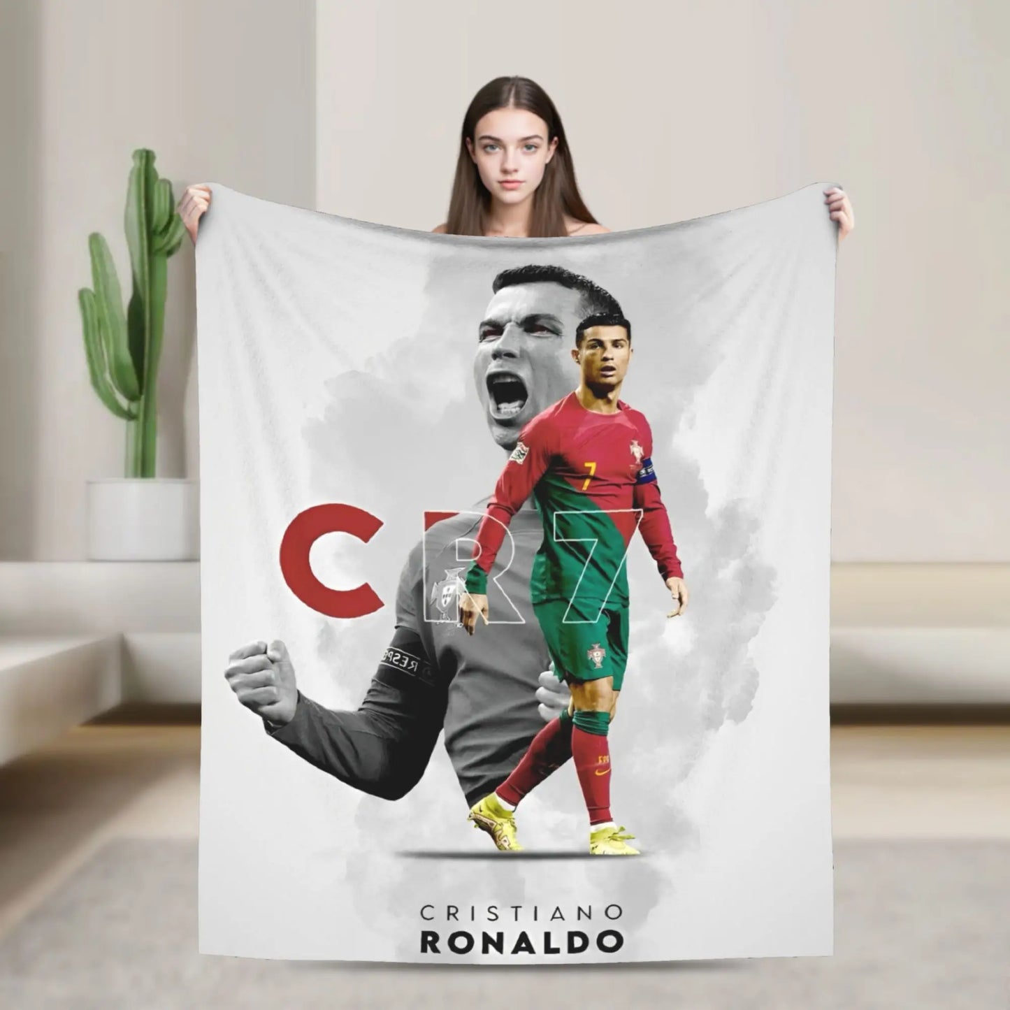 CR7  Football Soccer Blanket Ronaldos Flannel Funny Warm Throw Blanket for Bedding Lounge Decoration