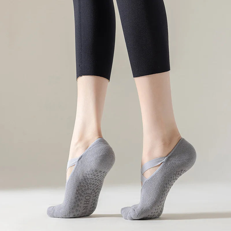 Yoga Socks Women Cotton Silicone Non slip Pilates Grip Towel  No Show Barre Sock