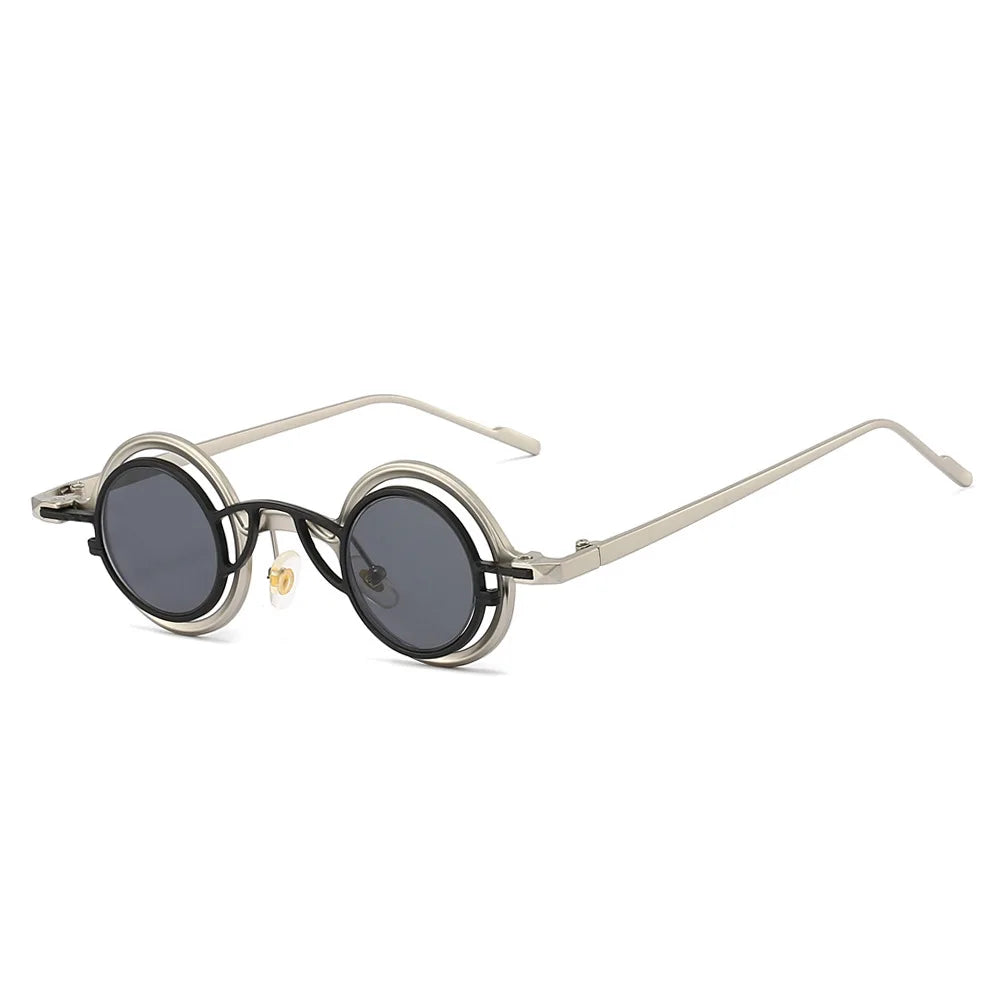 New Retro Round Two In One Pure Titanium Women Sunglasses Y2K Personality Steampunk Style High Quality Men Gafas De Sol UV400