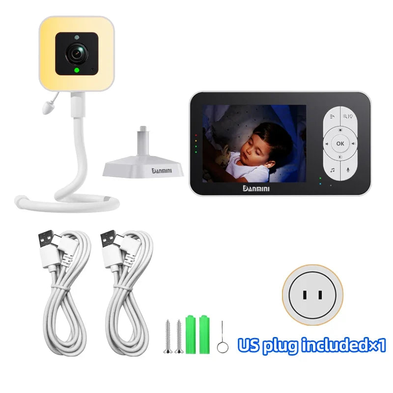 DANMINI New 3.5' RGB Night Light Baby Monitor with Night Vision Temperature Detection Voice Intercom Baby Nanny Security Camera