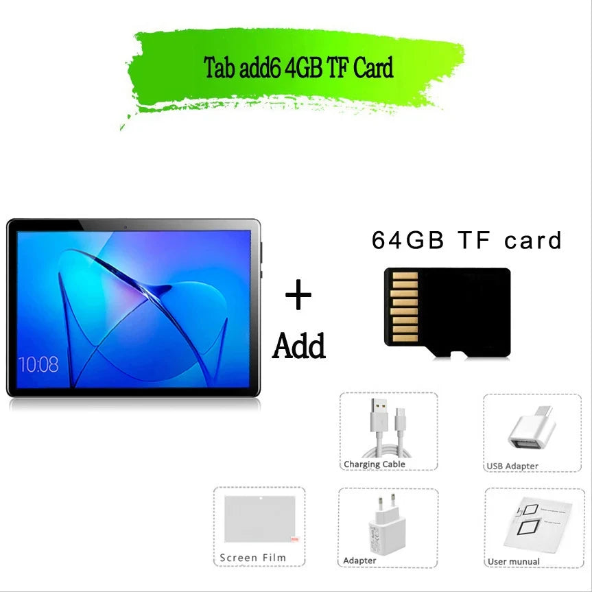 TABLET 10.1 Inch Tablet Android 13 Tablet 6GB RAM 128GB ROM 4G Mobile Phone Call Octa Core 8 CPU AI Speed-up 5000mAh Battery