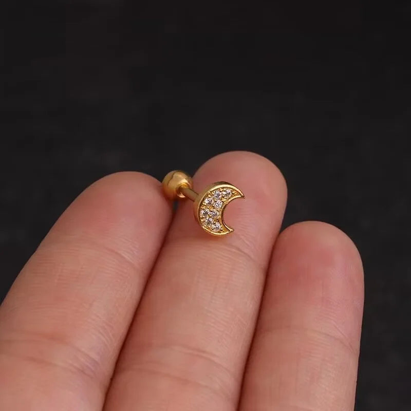 1PC Korean Stainless Steel Mini Zircon Cartilage Ear Stud Earrings for