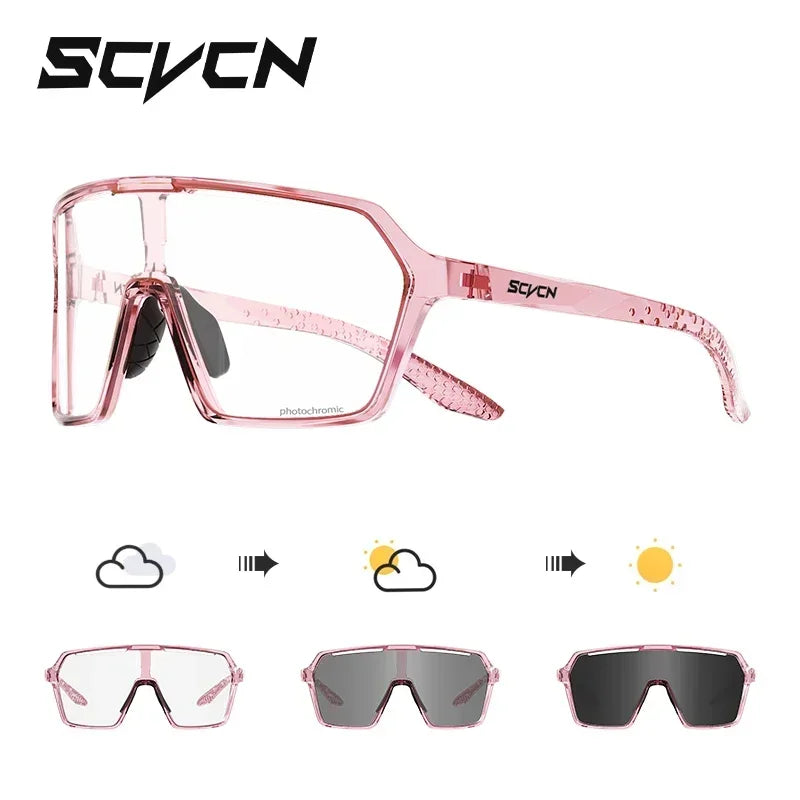 SCVCN New Photochromic Cycling Sunglasses Road Mtb Bike Glasses UV400 Sports Running Drving Goggles Men Women Bicycle Eyewear