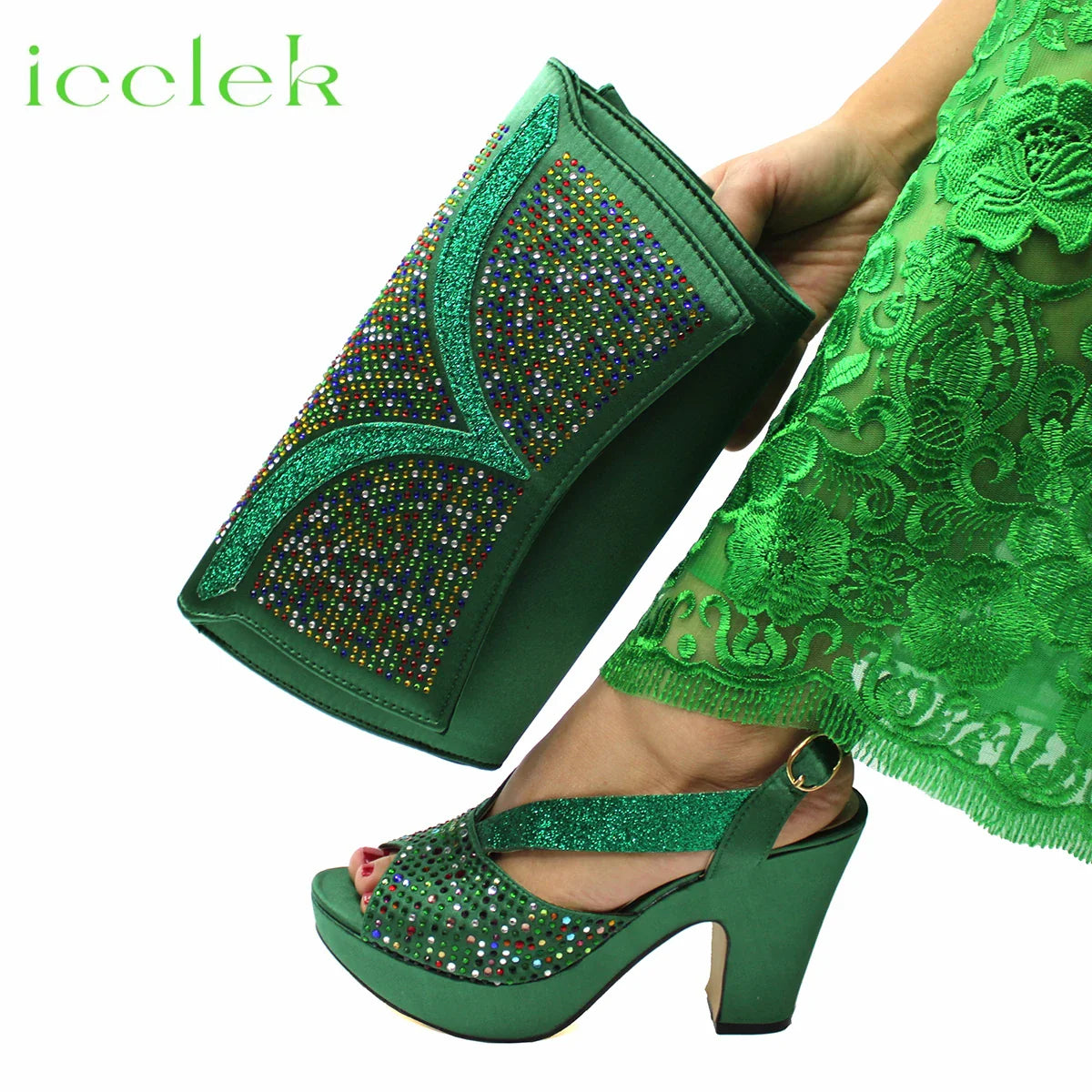 Nuevo conjunto de zapatos y bolso para mujer africana con diseño novedoso
