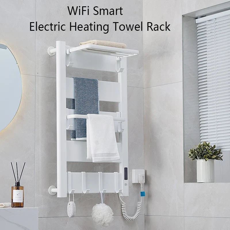 WiFi Smart Electric Heating Towel Rack Bath Towel Drying Cooling Rack Electric Bath Towel Clothes Dryer Heating Heater Bathroom