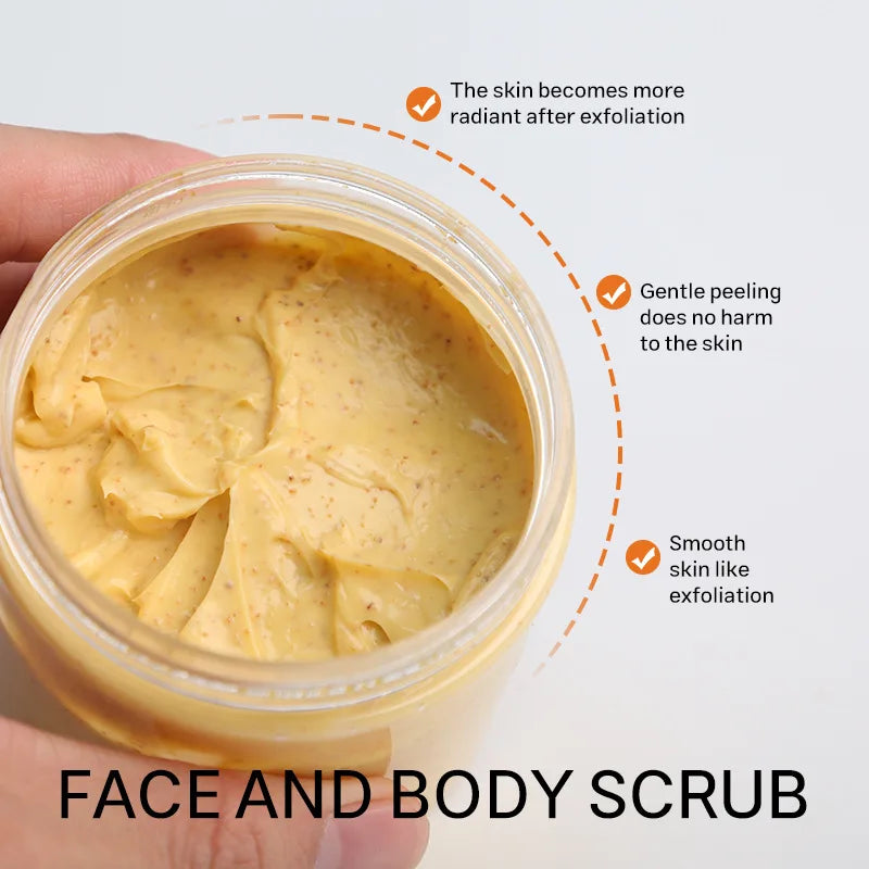 Vitamin C Kojic acid Natural Exfoliating Salt Body &Face Scrub Brightens and Softens Skin Deep Cleaning Anti Oxidative Skin Tone