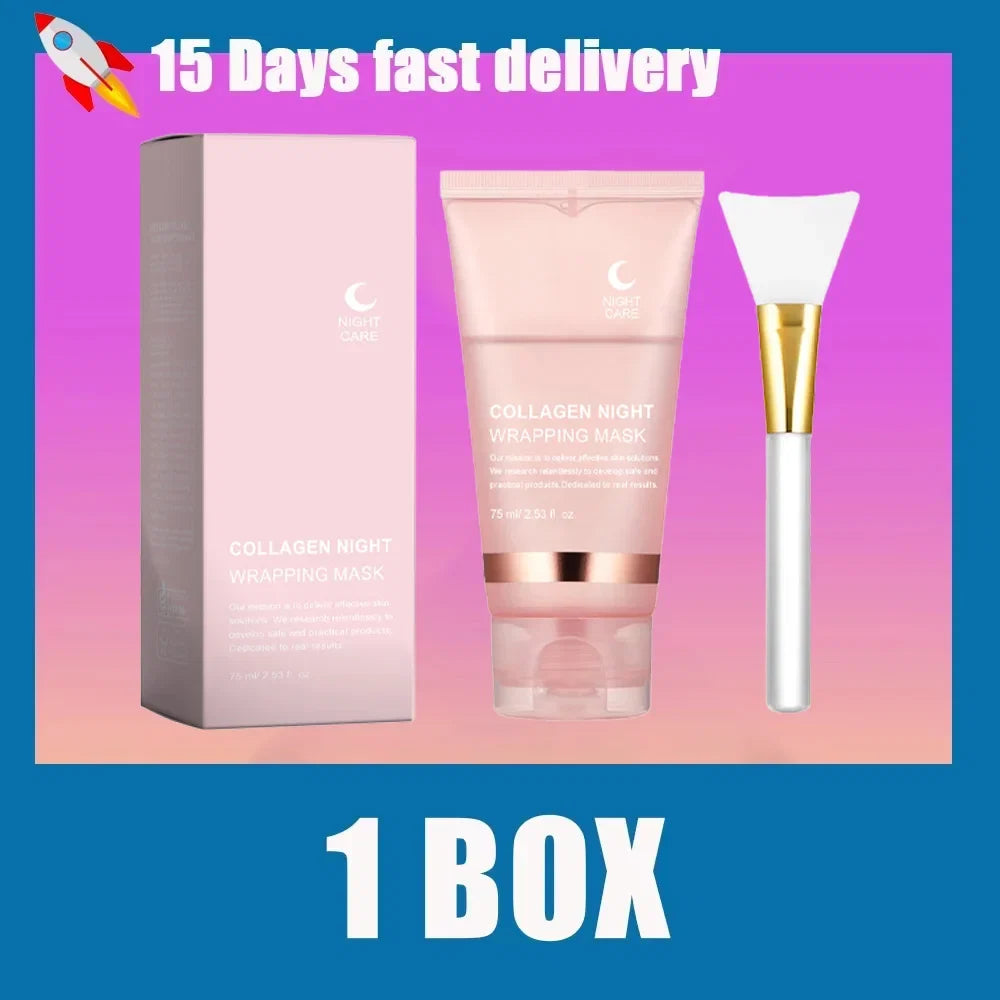 Korean Night Collagen Sleep Mask: Gently Firms, Reduces Puffiness for Refined Contours & Glass-Like Skin
