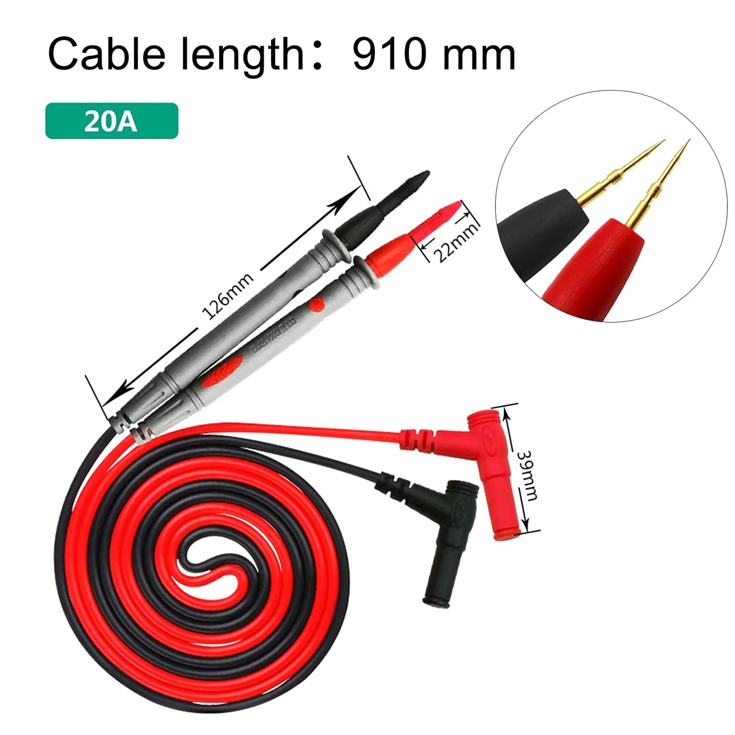 20A 1000V Multimeter Test Heads Needle Pin Digital Multi Meter Head Wire Pen Cable Kit Multimeter Voltmeter PVC Tester Kit