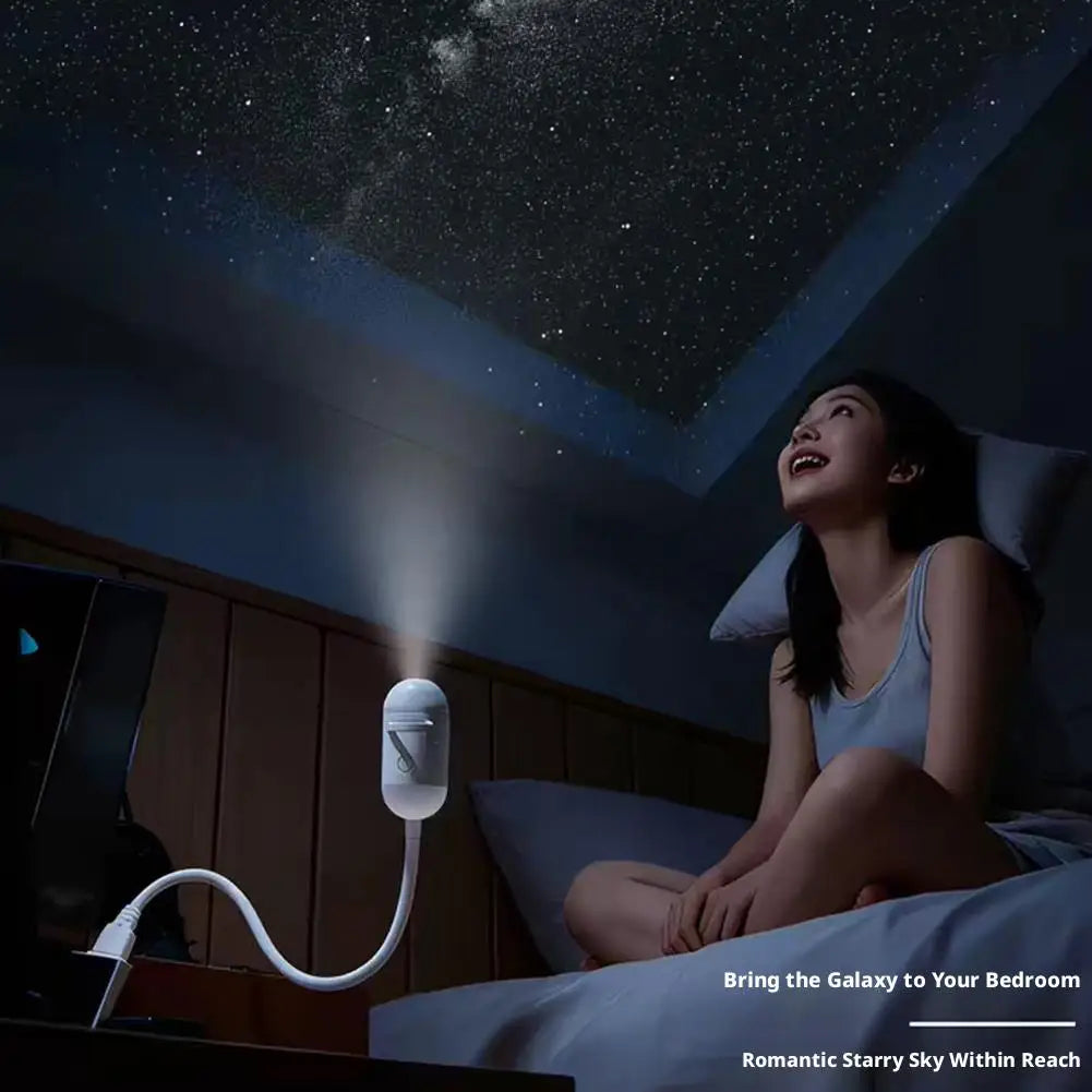 USB galaxy Projector Night Light 2-in-1 Mini Galaxy 360° Rotate LED Starry Sky Ambient Lamp For Party Home Saturn Decoration
