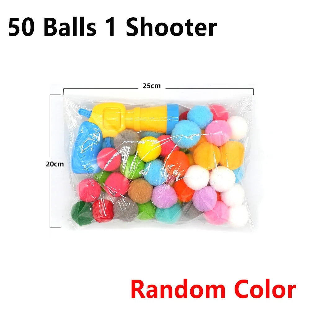 10-100pcs Cat Plush Ball Shooting Gun Funny Cat Toys Interactive