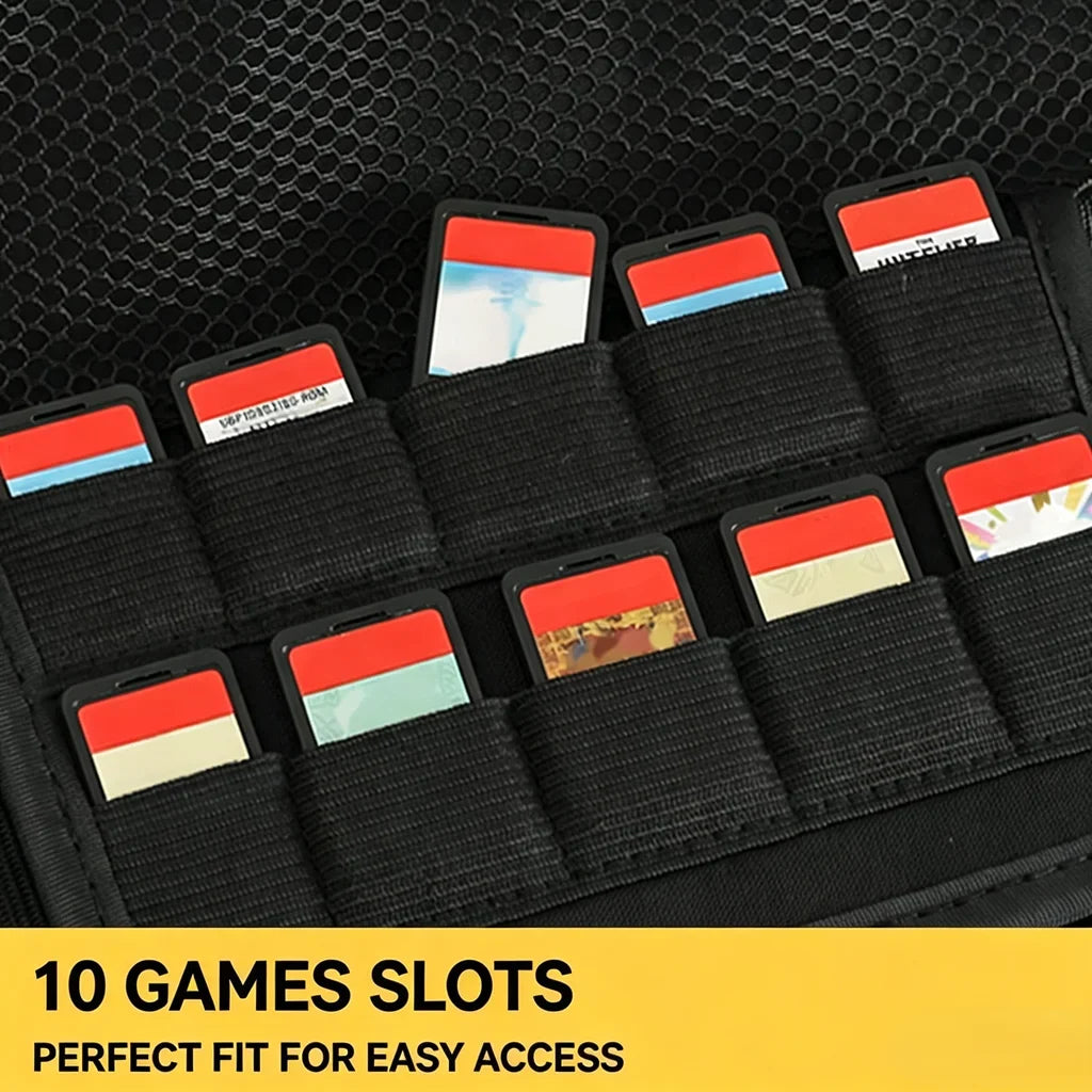Retro Style Hard Shell Travel Case for Nintendo Switch 2 Holds 10 Cartridges Securely in Elastic Loops