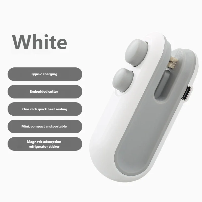 HOMEFISH Mini Handheld Food Heat Sealer, USB Rechargeable Heat Sealer, Storage Bag, Plastic Package, Food Sealer, Clip Bag
