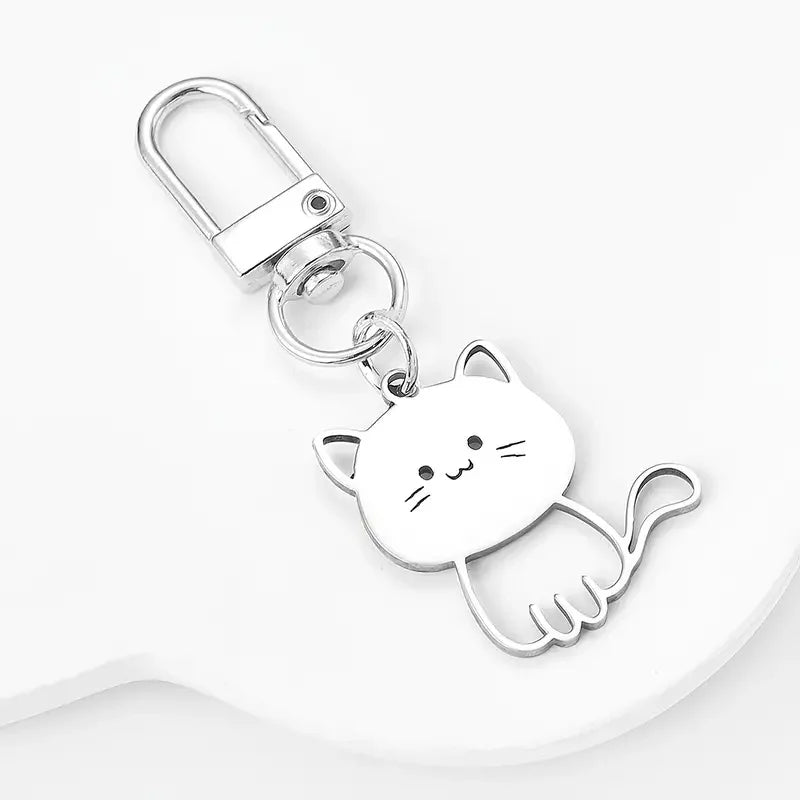 Llavero Kawaii Gato Plateado