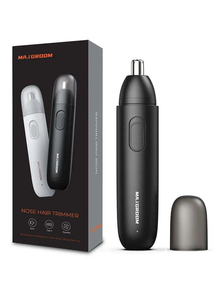 MAXGROOM Nose Hair Trimmer for Men Rechargeable 360 Rotating Dual-Blade Electric Shaver Eyebrows Nose Hair Trimmer Painless Safe