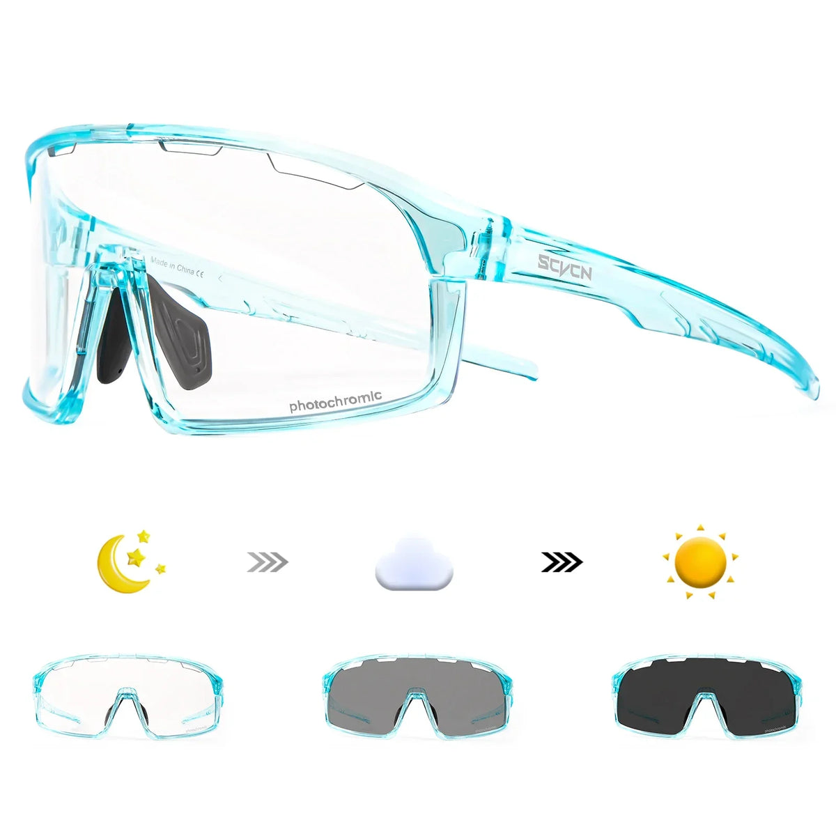 SCVCN New Photochromic Sunglasses Men Outdoor Cycling Glasses Bike MTB Road Bicycle UV400 Goggles Women Sports Hiking Glasses