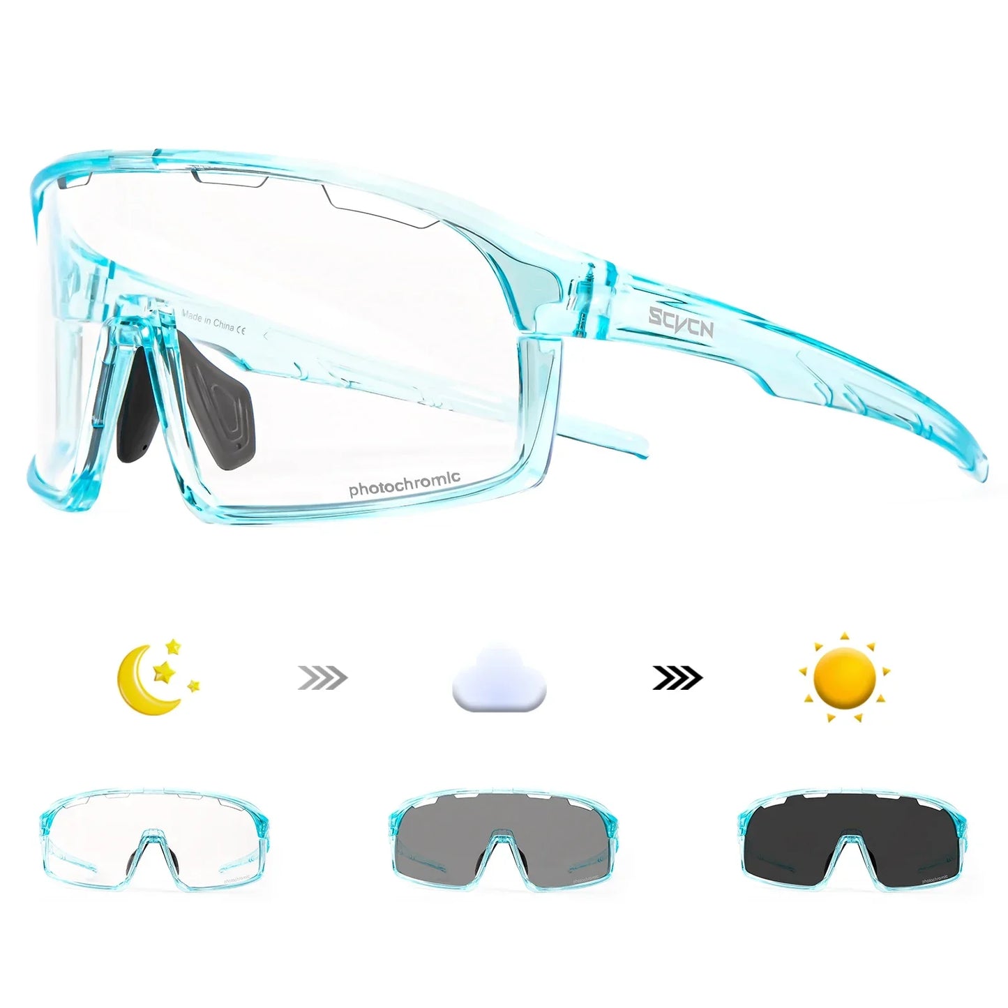 SCVCN Sports Photochromic Sunglasses Men Outdoor Bicycle Cycling Glasses Women Driving Bike Eyewear UV400 Climbing Goggles