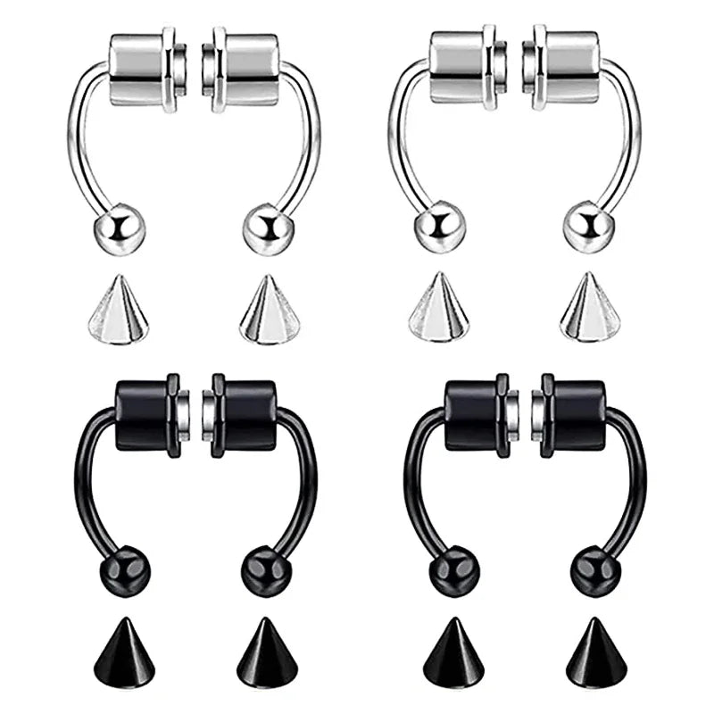 1/4pcs Women Fake Piercing Nose Ring Hoop Septum Piercing Nose Clip