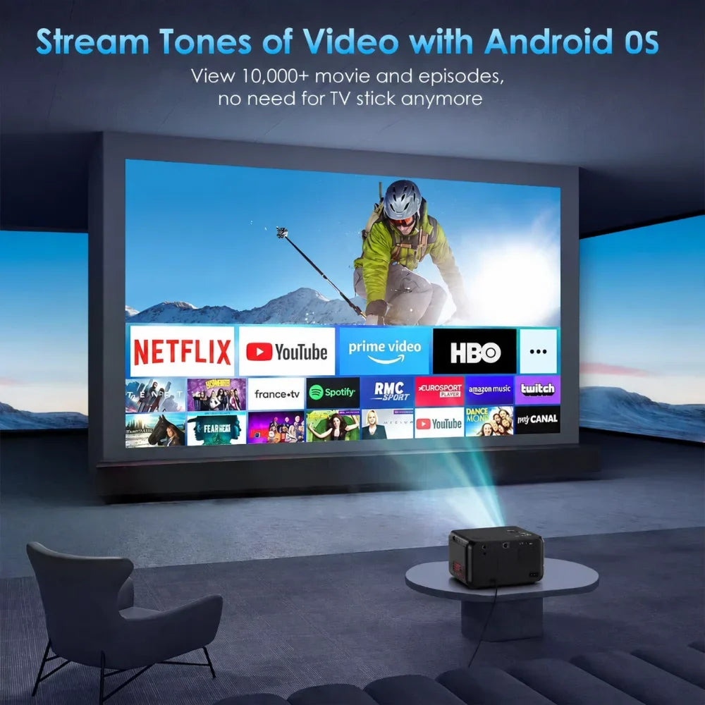 CAIWEI A6W 4K Projector Full HD 1080P Home Theater Auto Focus Android for Movies Video Smart Beamer Portable Projector 3000 ANSI
