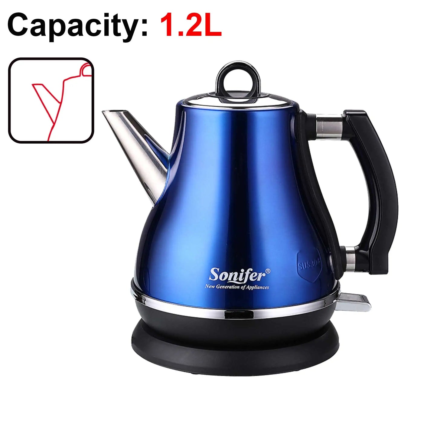 1.2l Colorful 304 Stainless Steel Electric Kettle 1500w Household 220V