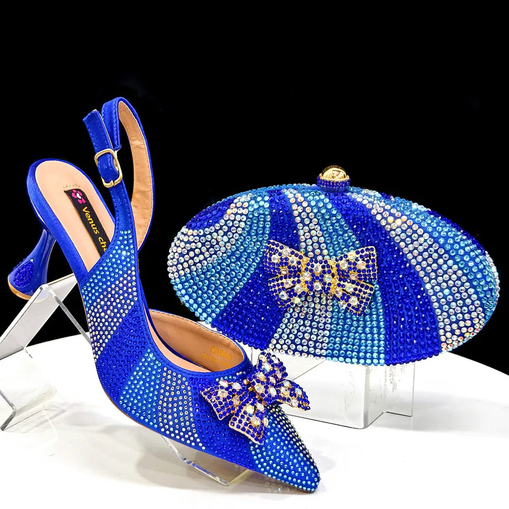 Doershow  African fashion Italian Shoes And Bag Sets For Evening Party With Stones coffee Italian Handbags Match Bags! Ho1-1