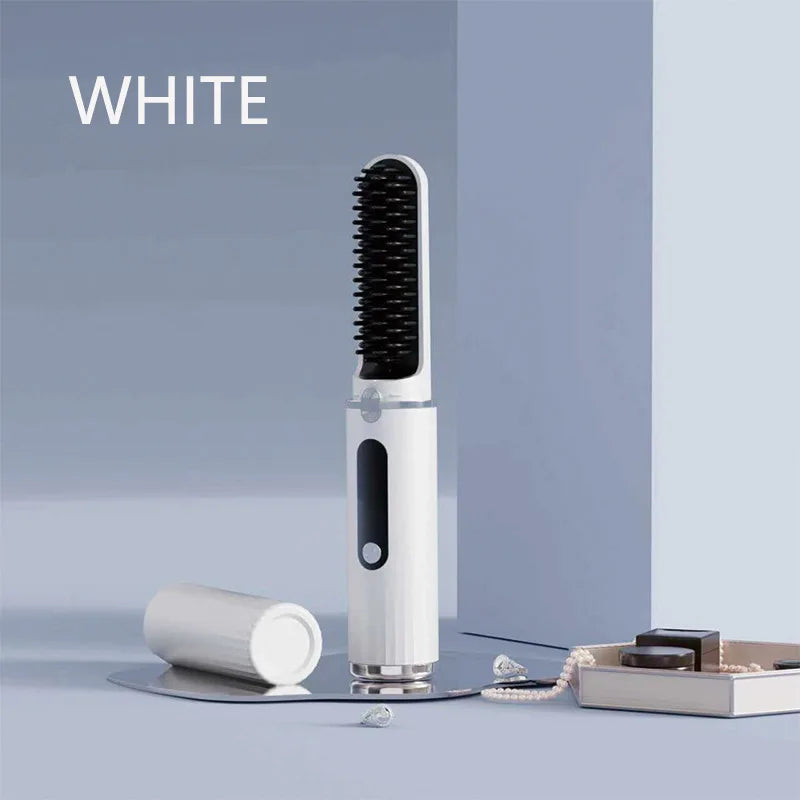 Cordless Hair Straightener Brush Portable Hot Brush with Ionic Technology Auto Shut-Off for Travel & Touch-Ups Ideal for Women