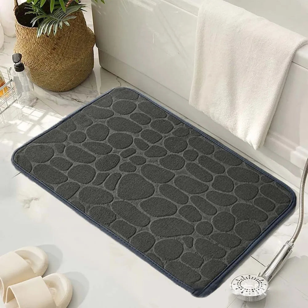 Cobblestone Embossed Bath Mat Non-slip Carpets Water Absorption Washable Bathtub Floor Rug Shower Doormat Bathroom Decor