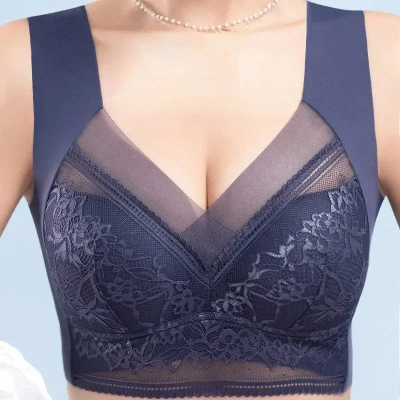 L-6L Mujeres Sujetador Grande Push Up Seda de Hielo Sin Costuras Sujetador Bralette Encaje Sin Aros Sujetadores de Verano Talla Grande Lencería Ropa Interior 15019