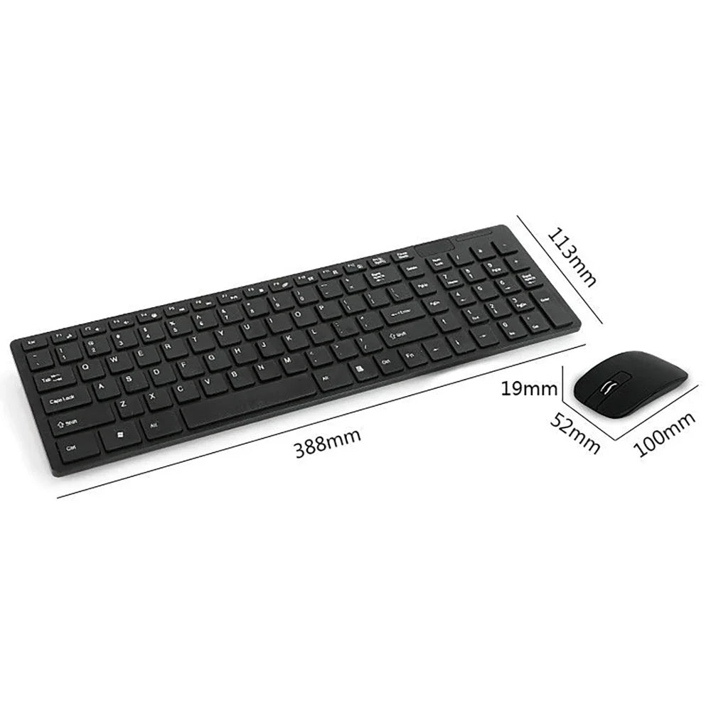 Ultra-thin 2.4G Wireless Keyboard Mouse Set with Keyboard Film Computer Office Gaming Silent Keyboard and Mouse（No Battery）