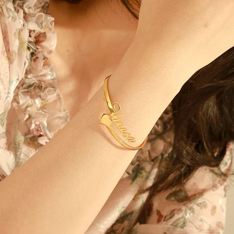 Personalized Name Bracelet for Women Men Custom Jewelry Stainless Steel Customized Bangle Gold Color Arabic Name Birthday Gifts