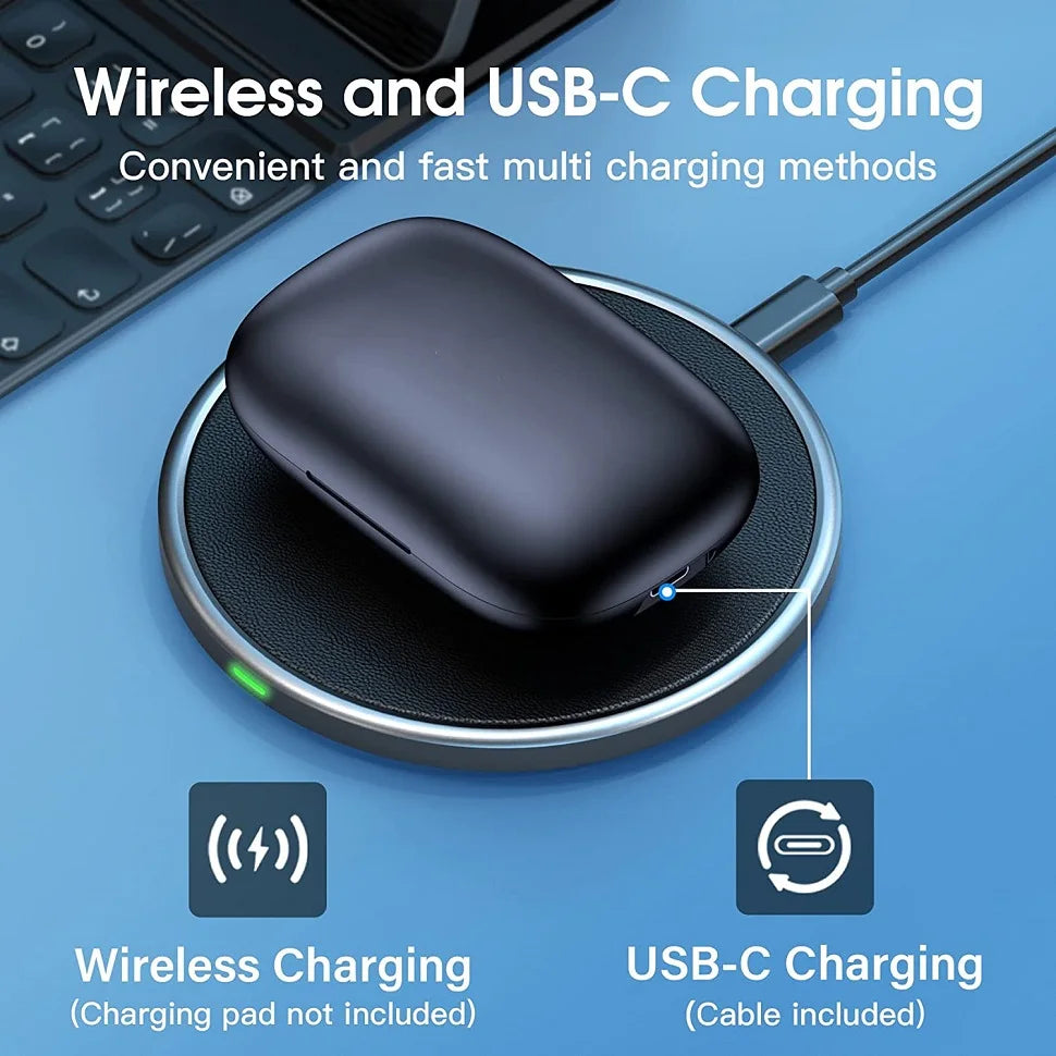 Bluetooth Earphones Wireless Earbuds with Wireless Charging Case Stereo Sound Headphones Built-in Mic In-Ear Headsets Deep Bass