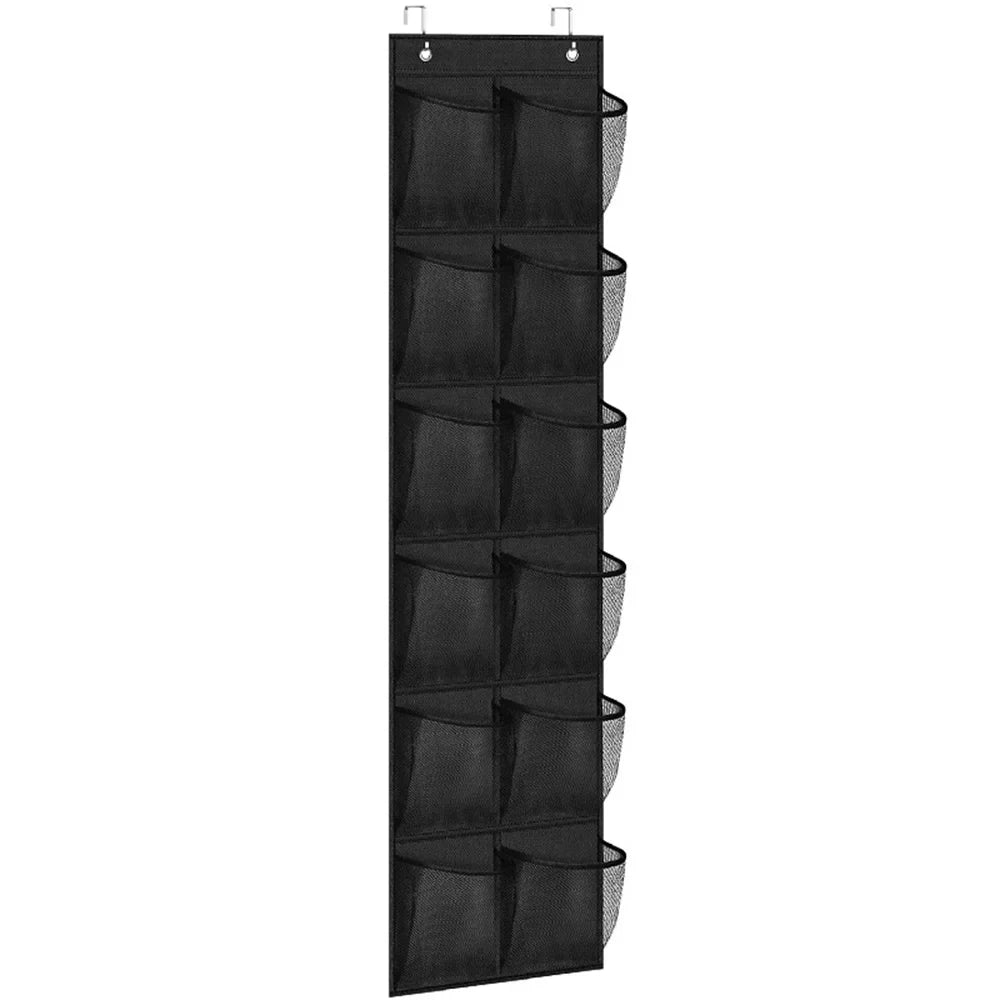 12 Pockets Over the Door Shoe Organizer Large Mesh Pockets with 2