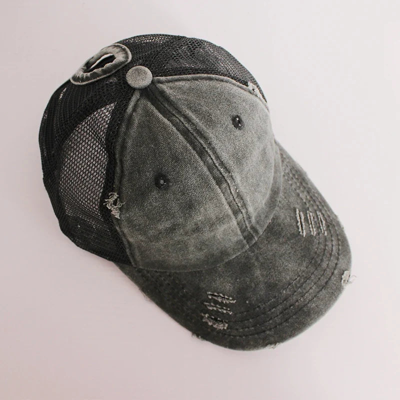 Distressed Ponytail Baseball Cap