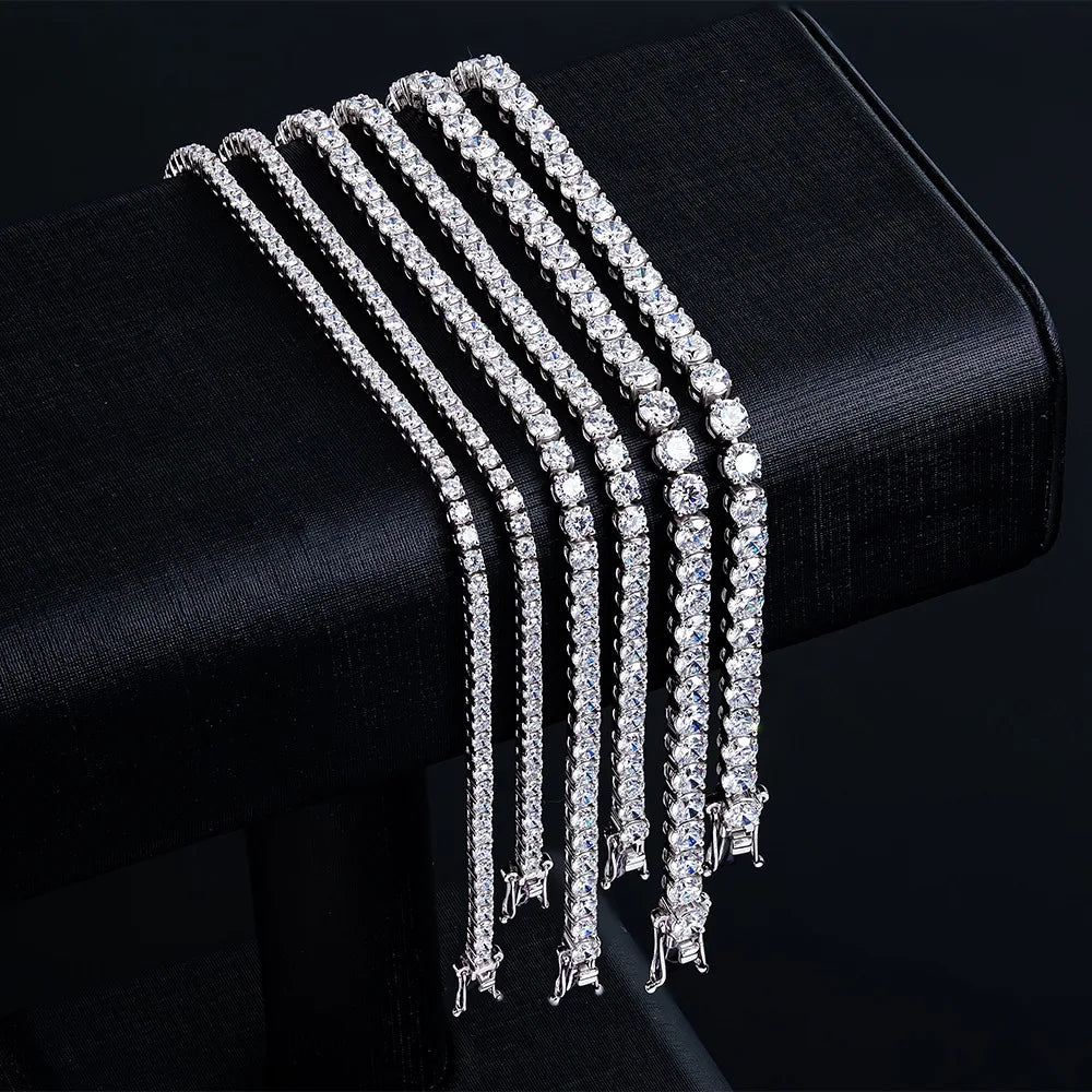 100% Real Moissanite Tennis Bracelet 925 Sterling Silver Plated 18K