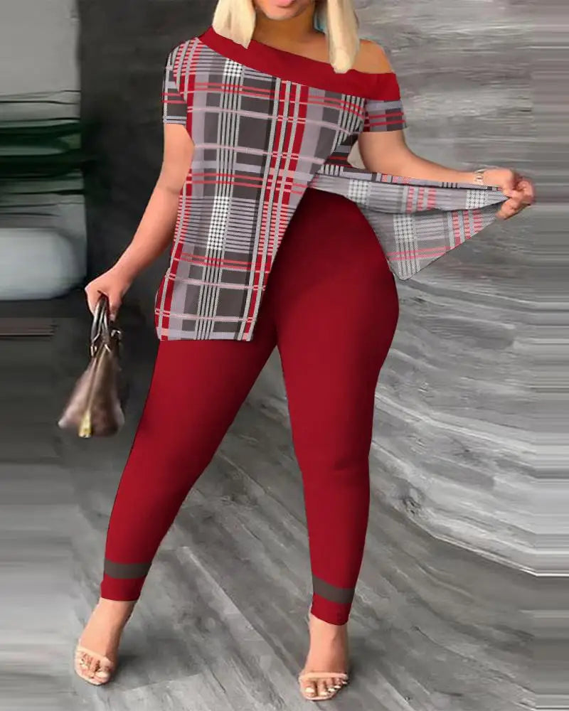 Spring Summer Printing Fashion New Suit 2-piece set Women