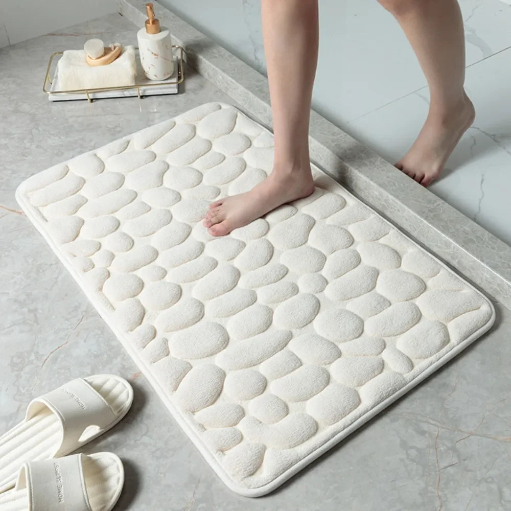 Cobblestone Embossed Bath Mat Non-slip Carpets Water Absorption Washable Bathtub Floor Rug Shower Doormat Bathroom Decor