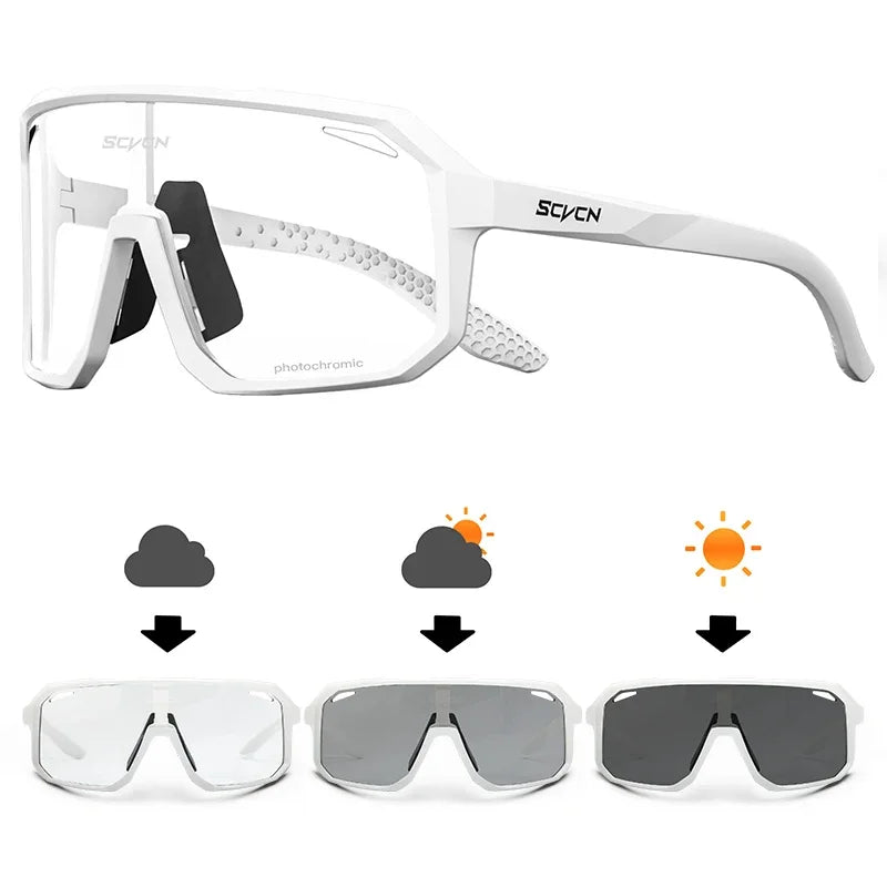 SCVCN Photochromic Bicycle Sunglasses Men Women Sport Runing Goggles UV400 Mountain Road Bike Bicycle Glasses MTB Eyewear
