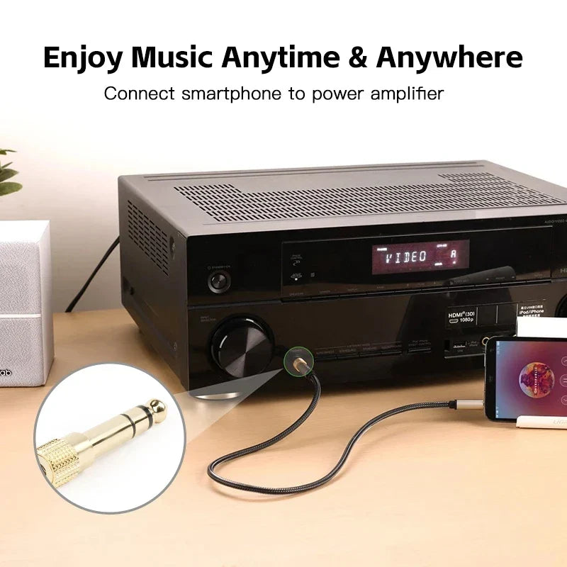 Jack 6.5 6.35mm Male Plug to 3.5mm Female Connector Gold Plating Headphone Microphone AUX Audio Plug