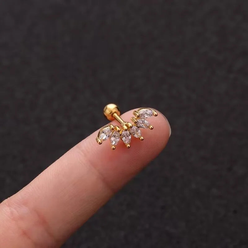 1PC Korean Stainless Steel Mini Zircon Cartilage Ear Stud Earrings for