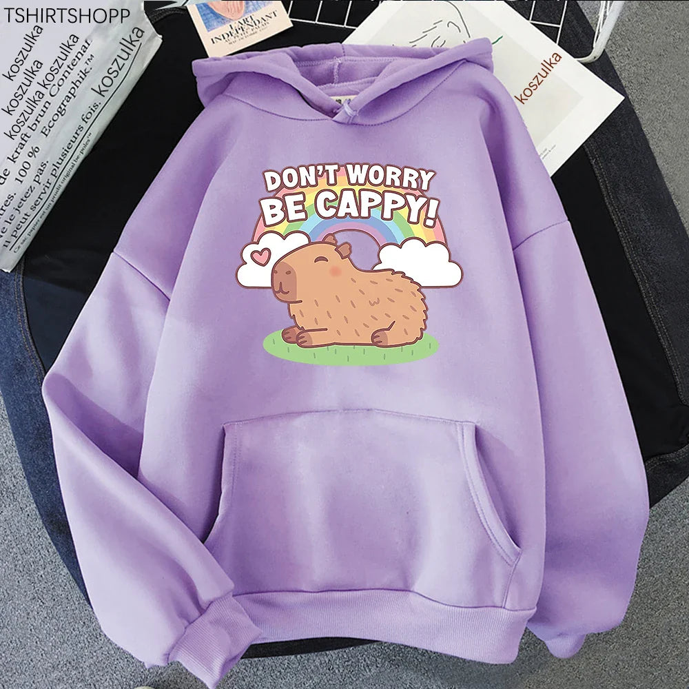 Sudadera con capucha de capibara "Don't Worry Be Cappy"