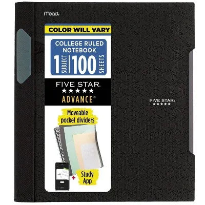 1 Subject College Ruled Advance Spiral Notebook with Pocket Dividers